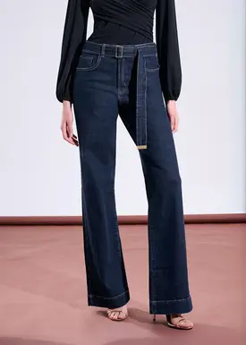 Calca Jeans Wide Com Cinto