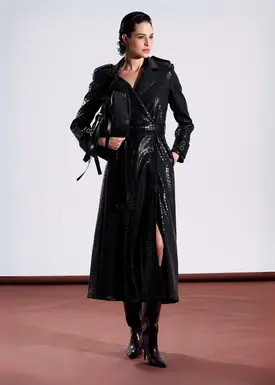 Trenchcoat Croco Com Faixa