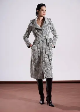 Casaco Trench Jacquard