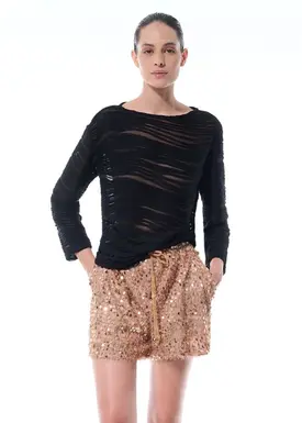 Blusa Manga Longa Tule Textura