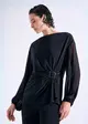 Blusa Manga Longa Fivela Strass