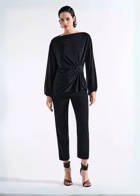 Blusa Manga Longa Fivela Strass