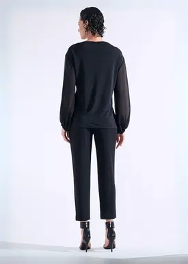 Blusa Manga Longa Fivela Strass