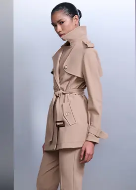 Casaco Trench Com Faixa
