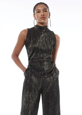 Blusa Metalizada Gola Rolê