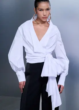 Camisa Manga Bufante Com Laço