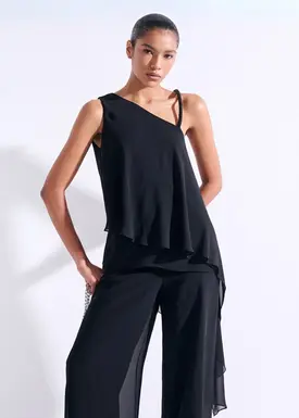 Blusa Assimetrica Bordado Alça
