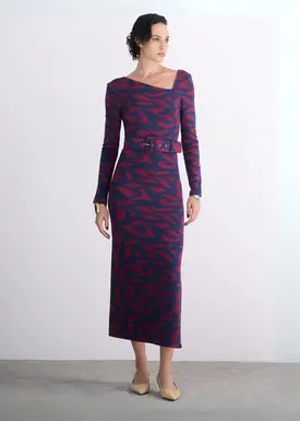 Vestido Midi Decote Assimetrico