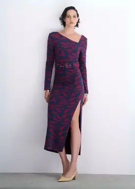 Vestido Midi Decote Assimetrico