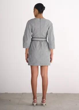 Vestido Curto Micro Xadrez com Cinto