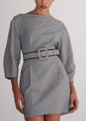 Vestido Curto Micro Xadrez com Cinto