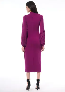 Vestido Decote Drapeado Assimetrico