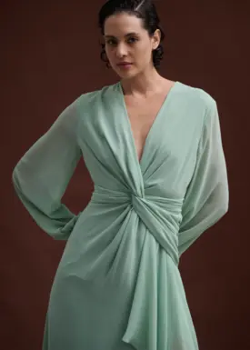 Vestido Longo com Faixa Saia Cascata