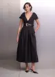 Vestido Longo Plissado Com Cinto