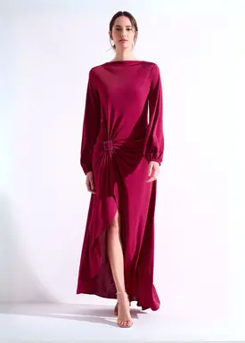 Vestido Mullet Fivela Strass