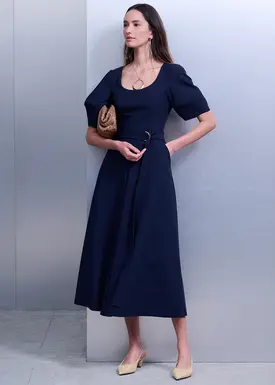 Vestido Midi Manga Bufante
