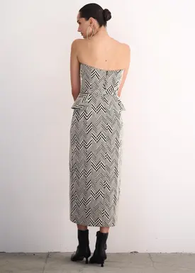 Vestido Chevron Midi com Cinto
