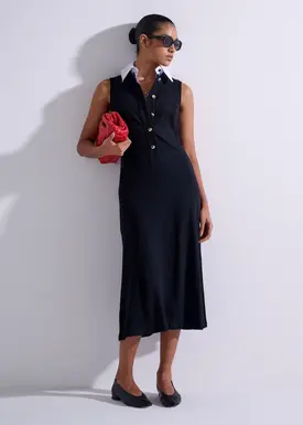 Vestido Midi Com Gola Removível