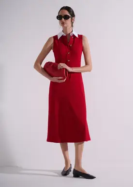 Vestido Midi Com Gola Removível