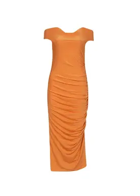 Vestido Midi Detalhe Franzido