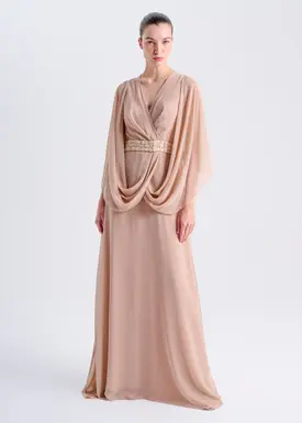 Vestido Longo Cintura Bordado Pedraria