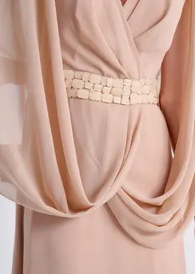 Vestido Longo Cintura Bordado Pedraria