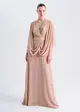 Vestido Longo Cintura Bordado Pedraria