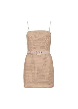 Vestido Curto Tela Crochê C/ Cinto