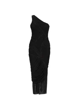 Vestido Midi Drapeado C/ Recortes