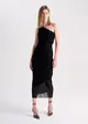 Vestido Midi Drapeado C/ Recortes