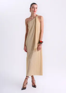 Vestido Midi Ombro Só C/ Metal