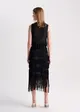 Vestido Tule Midi Franjas