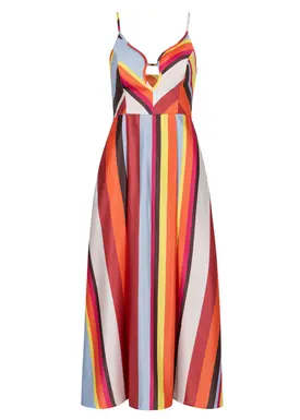 Vestido Decote Oval Listras