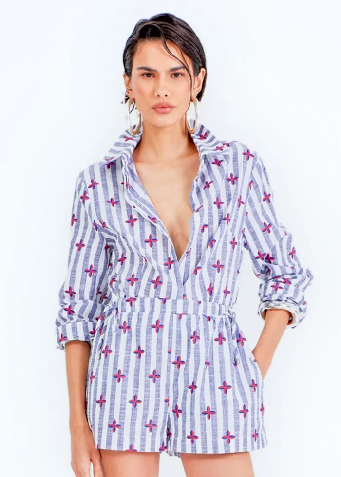 Camisa Acinturada Fio Estampado